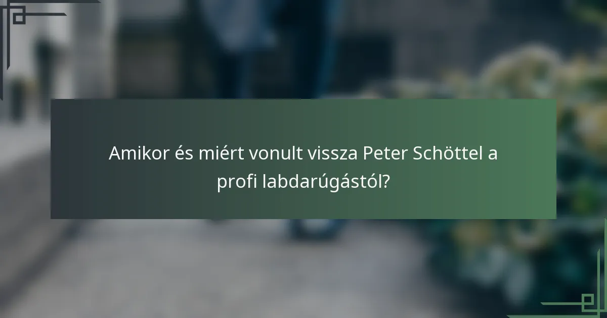 Amikor és miért vonult vissza Peter Schöttel a profi labdarúgástól?