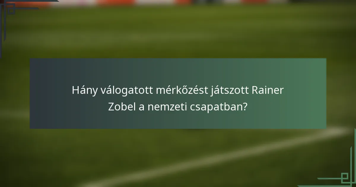 Hány válogatott mérkőzést játszott Rainer Zobel a nemzeti csapatban?