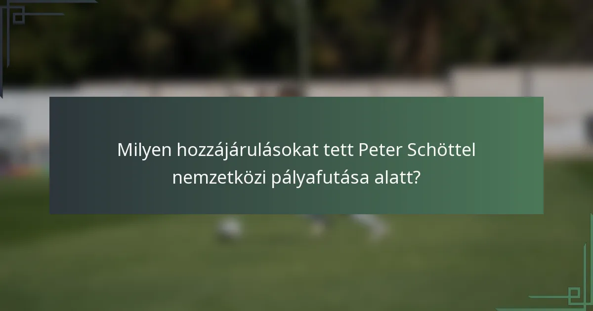 Milyen hozzájárulásokat tett Peter Schöttel nemzetközi pályafutása alatt?