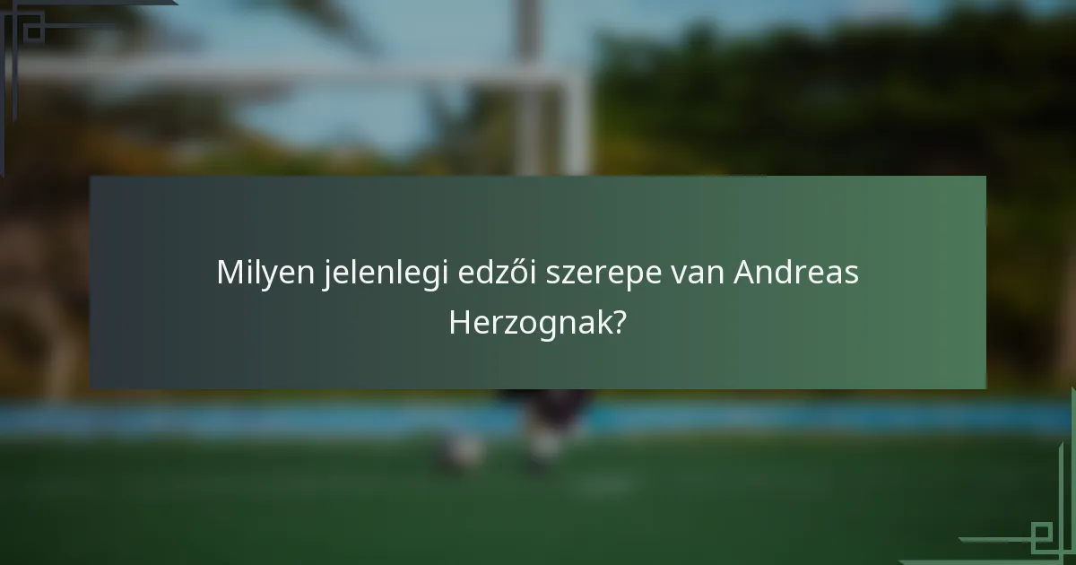 Milyen jelenlegi edzői szerepe van Andreas Herzognak?