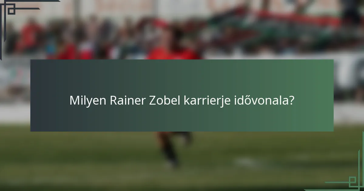 Milyen Rainer Zobel karrierje idővonala?