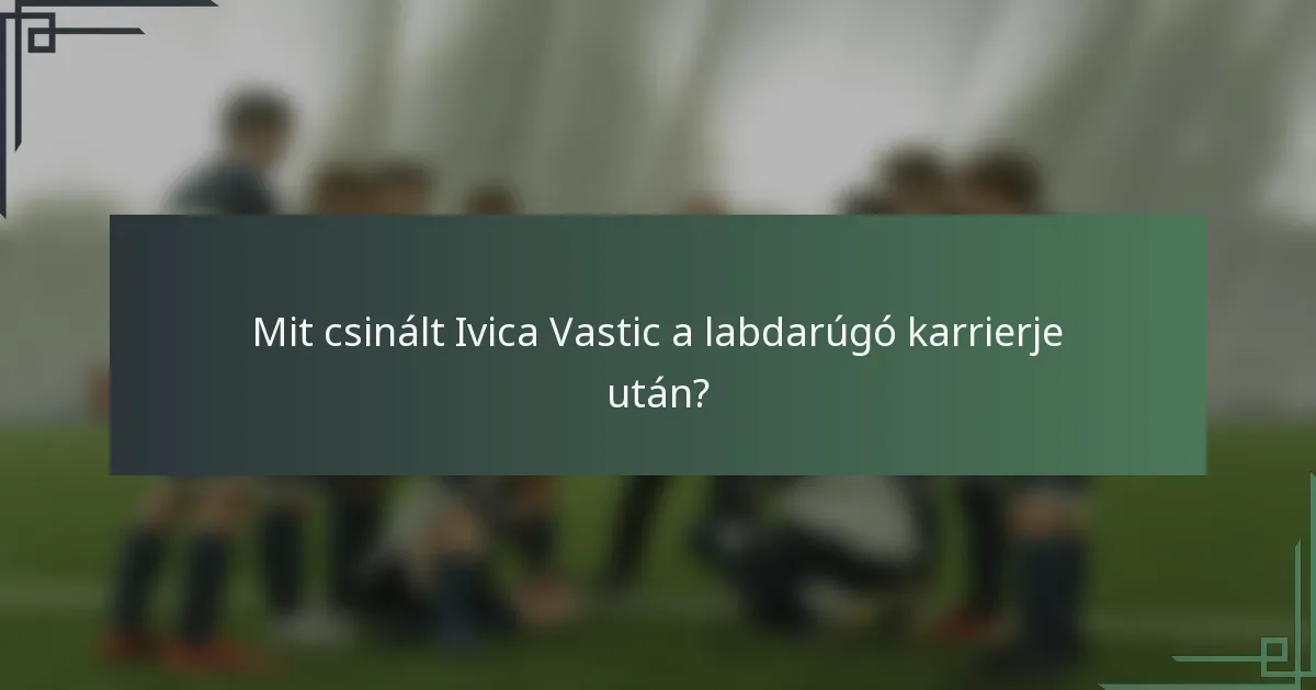 Mit csinált Ivica Vastic a labdarúgó karrierje után?